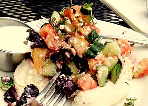 ZA salad with mashed potatoes